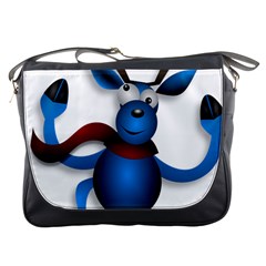 Reindeer Dancing Blue Christmas Messenger Bags