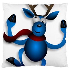 Reindeer Dancing Blue Christmas Large Cushion Case (Two Sides)