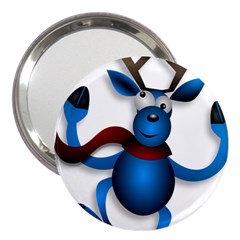 Reindeer Dancing Blue Christmas 3  Handbag Mirrors