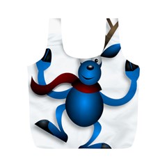 Reindeer Dancing Blue Christmas Full Print Recycle Bags (M) 