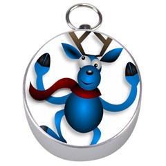 Reindeer Dancing Blue Christmas Silver Compasses