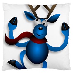 Reindeer Dancing Blue Christmas Standard Flano Cushion Case (One Side)