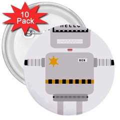 Robot Technology Robotic Animation 3  Buttons (10 Pack)  by Simbadda