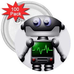 Robot 3  Buttons (100 Pack)  by Simbadda