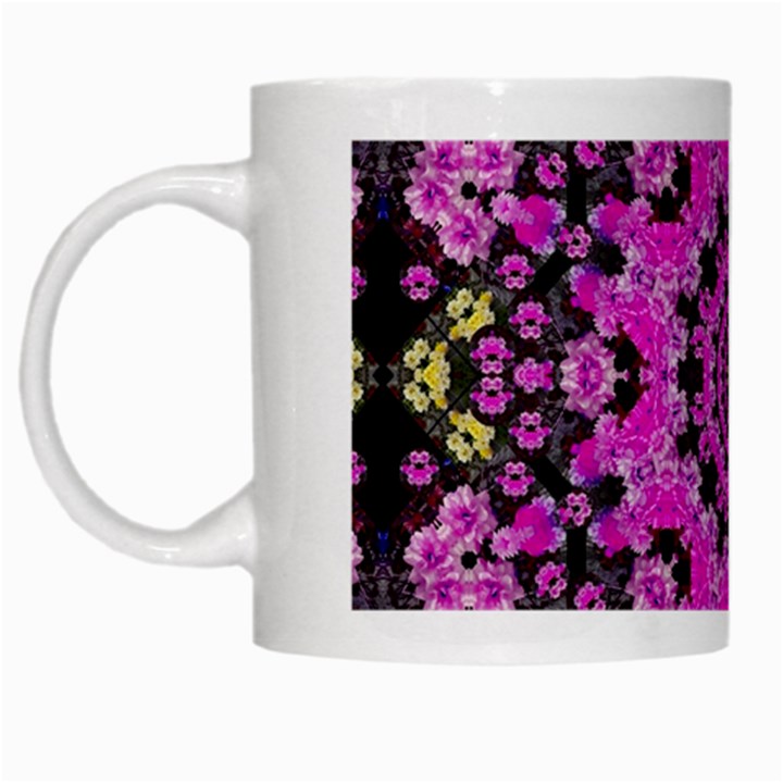 Namaste Decorative Flower Pattern Of Floral White Mugs