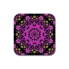 Namaste Decorative Flower Pattern Of Floral Rubber Square Coaster (4 Pack)  by pepitasart