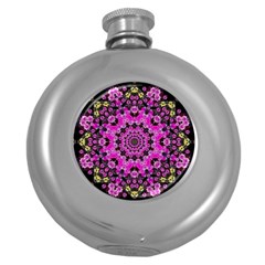 Namaste Decorative Flower Pattern Of Floral Round Hip Flask (5 Oz) by pepitasart