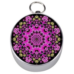 Namaste Decorative Flower Pattern Of Floral Silver Compasses by pepitasart