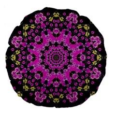 Namaste Decorative Flower Pattern Of Floral Large 18  Premium Flano Round Cushions by pepitasart