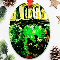 Old Tree And House With An Arch 6 Ornament (oval) by bestdesignintheworld