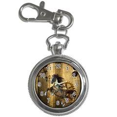 Awesome Steampunk Horse, Clocks And Gears In Golden Colors Key Chain Watches by FantasyWorld7