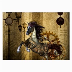 Awesome Steampunk Horse, Clocks And Gears In Golden Colors Large Glasses Cloth by FantasyWorld7