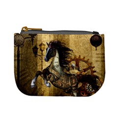 Awesome Steampunk Horse, Clocks And Gears In Golden Colors Mini Coin Purses by FantasyWorld7