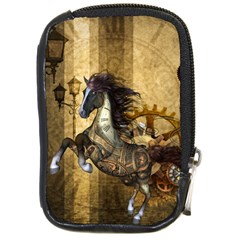 Awesome Steampunk Horse, Clocks And Gears In Golden Colors Compact Camera Cases by FantasyWorld7