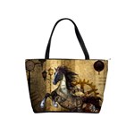 Awesome Steampunk Horse, Clocks And Gears In Golden Colors Shoulder Handbags Front