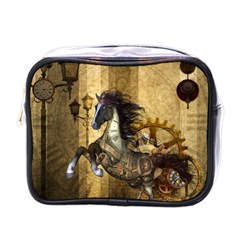 Awesome Steampunk Horse, Clocks And Gears In Golden Colors Mini Toiletries Bags by FantasyWorld7