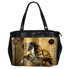 Awesome Steampunk Horse, Clocks And Gears In Golden Colors Office Handbags (2 Sides)  by FantasyWorld7