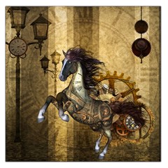 Awesome Steampunk Horse, Clocks And Gears In Golden Colors Large Satin Scarf (square) by FantasyWorld7