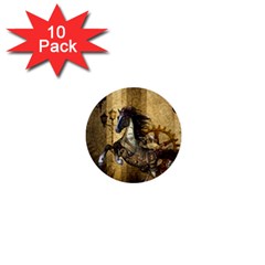 Awesome Steampunk Horse, Clocks And Gears In Golden Colors 1  Mini Buttons (10 Pack) 