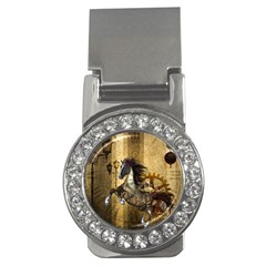 Awesome Steampunk Horse, Clocks And Gears In Golden Colors Money Clips (cz)  by FantasyWorld7