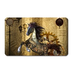 Awesome Steampunk Horse, Clocks And Gears In Golden Colors Magnet (rectangular) by FantasyWorld7