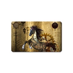 Awesome Steampunk Horse, Clocks And Gears In Golden Colors Magnet (name Card) by FantasyWorld7