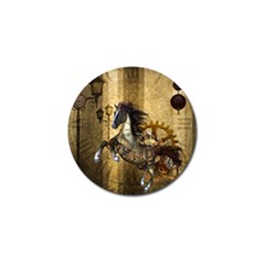 Awesome Steampunk Horse, Clocks And Gears In Golden Colors Golf Ball Marker by FantasyWorld7