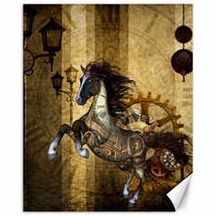 Awesome Steampunk Horse, Clocks And Gears In Golden Colors Canvas 16  X 20   by FantasyWorld7