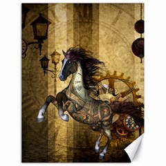 Awesome Steampunk Horse, Clocks And Gears In Golden Colors Canvas 18  X 24   by FantasyWorld7