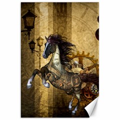 Awesome Steampunk Horse, Clocks And Gears In Golden Colors Canvas 20  X 30   by FantasyWorld7