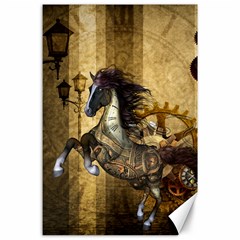 Awesome Steampunk Horse, Clocks And Gears In Golden Colors Canvas 24  X 36  by FantasyWorld7