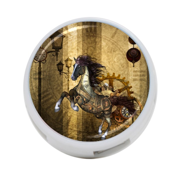 Awesome Steampunk Horse, Clocks And Gears In Golden Colors 4-Port USB Hub (One Side)