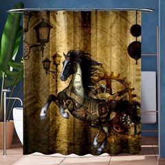 Awesome Steampunk Horse, Clocks And Gears In Golden Colors Shower Curtain 60  X 72  (medium)  by FantasyWorld7