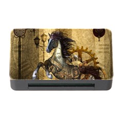 Awesome Steampunk Horse, Clocks And Gears In Golden Colors Memory Card Reader With Cf by FantasyWorld7