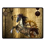 Awesome Steampunk Horse, Clocks And Gears In Golden Colors Double Sided Fleece Blanket (Small)  45 x34  Blanket Front