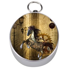 Awesome Steampunk Horse, Clocks And Gears In Golden Colors Silver Compasses by FantasyWorld7