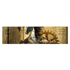 Awesome Steampunk Horse, Clocks And Gears In Golden Colors Satin Scarf (oblong) by FantasyWorld7