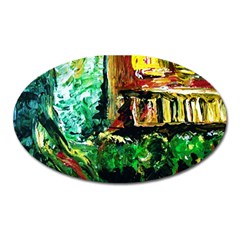 Old Tree And House With An Arch 5 Oval Magnet by bestdesignintheworld