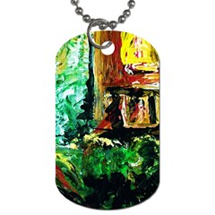 Old Tree And House With An Arch 5 Dog Tag (one Side) by bestdesignintheworld