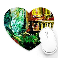 Old Tree And House With An Arch 5 Heart Mousepads by bestdesignintheworld