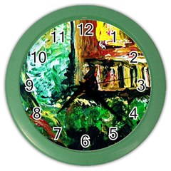 Old Tree And House With An Arch 5 Color Wall Clocks by bestdesignintheworld