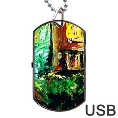 Old Tree And House With An Arch 5 Dog Tag Usb Flash (one Side) by bestdesignintheworld