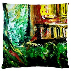 Old Tree And House With An Arch 5 Large Flano Cushion Case (one Side) by bestdesignintheworld