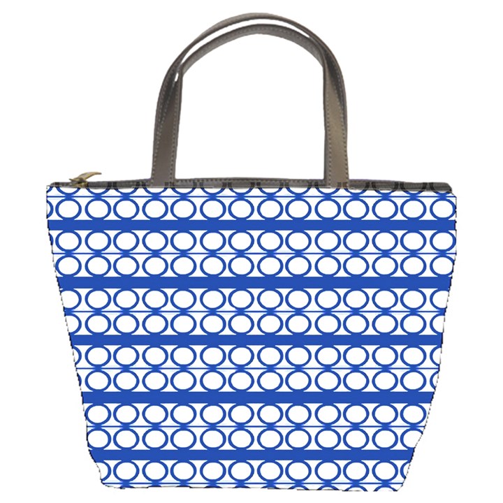 Circles Lines Blue White Pattern  Bucket Bags