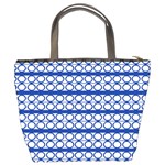 Circles Lines Blue White Pattern  Bucket Bags Back