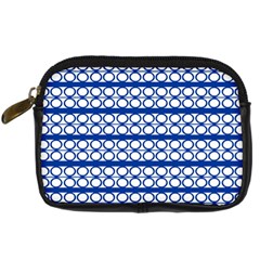 Circles Lines Blue White Pattern  Digital Camera Cases by BrightVibesDesign