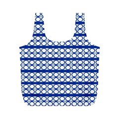 Circles Lines Blue White Pattern  Full Print Recycle Bags (m)  by BrightVibesDesign