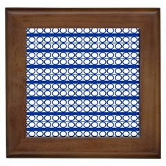 Circles Lines Blue White Pattern  Framed Tiles by BrightVibesDesign