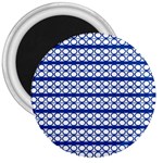 Circles Lines Blue White Pattern  3  Magnets Front