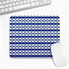 Circles Lines Blue White Pattern  Large Mousepads by BrightVibesDesign